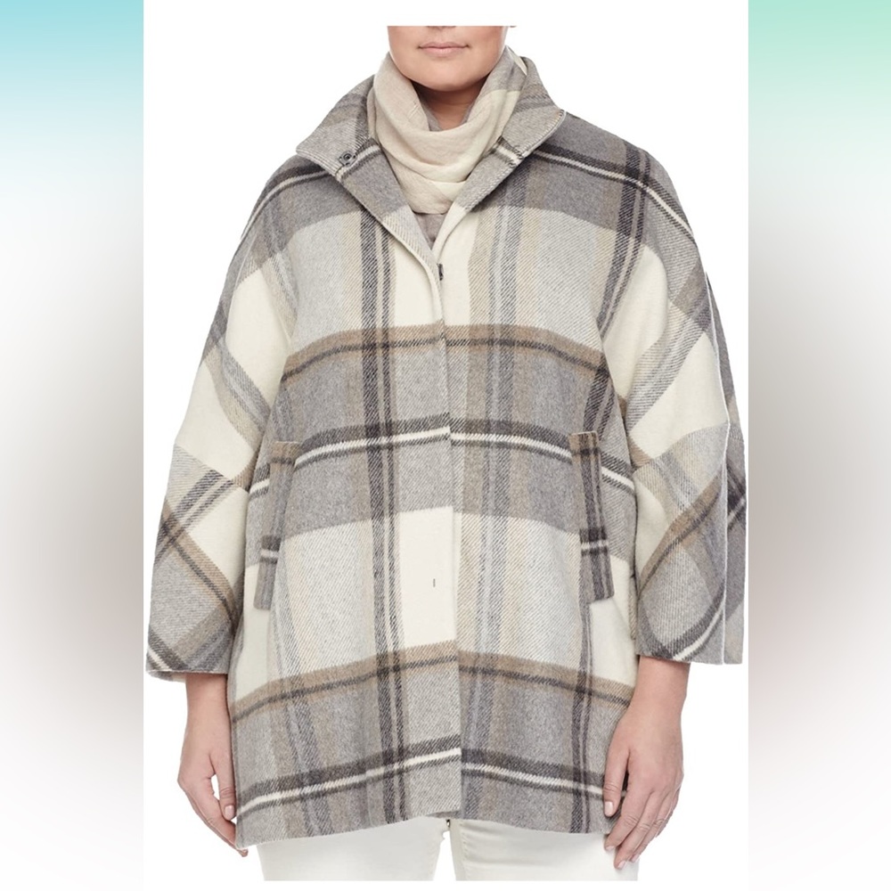 Marina Rinaldi - Naturale Plaid Cape Coat (Plus)